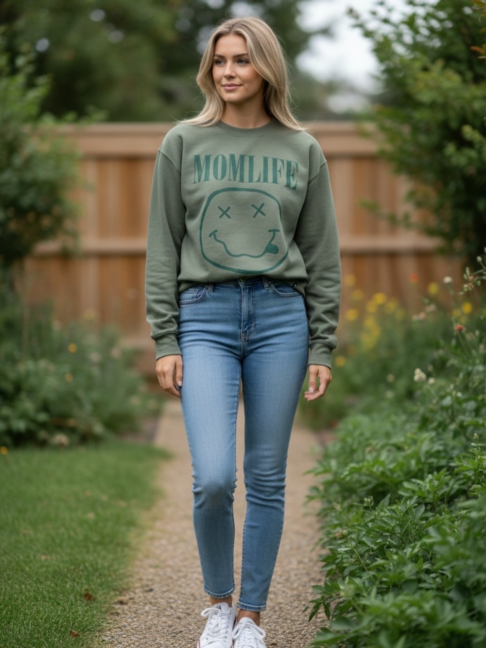 Momlife Graphic Fleece Sweatshirt XL NWT